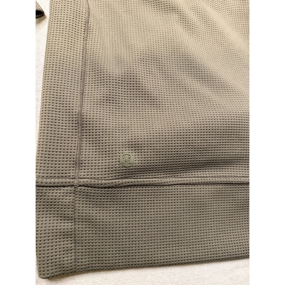 LULULEMON Shift Stitch Hoodie Mens Medium Green Waffle Knit Pullover Performance - Picture 6 of 11